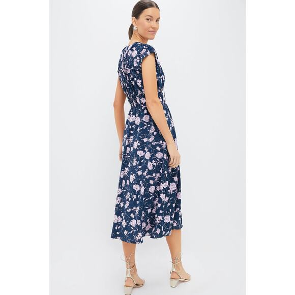 HYACINTH HOUSE Navy & Blush Abstract Floral Amanda Midi Dress Size XXL NWT - Picture 2 of 8